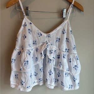 Joie White Blue Floral‎ Camisole Size Medium